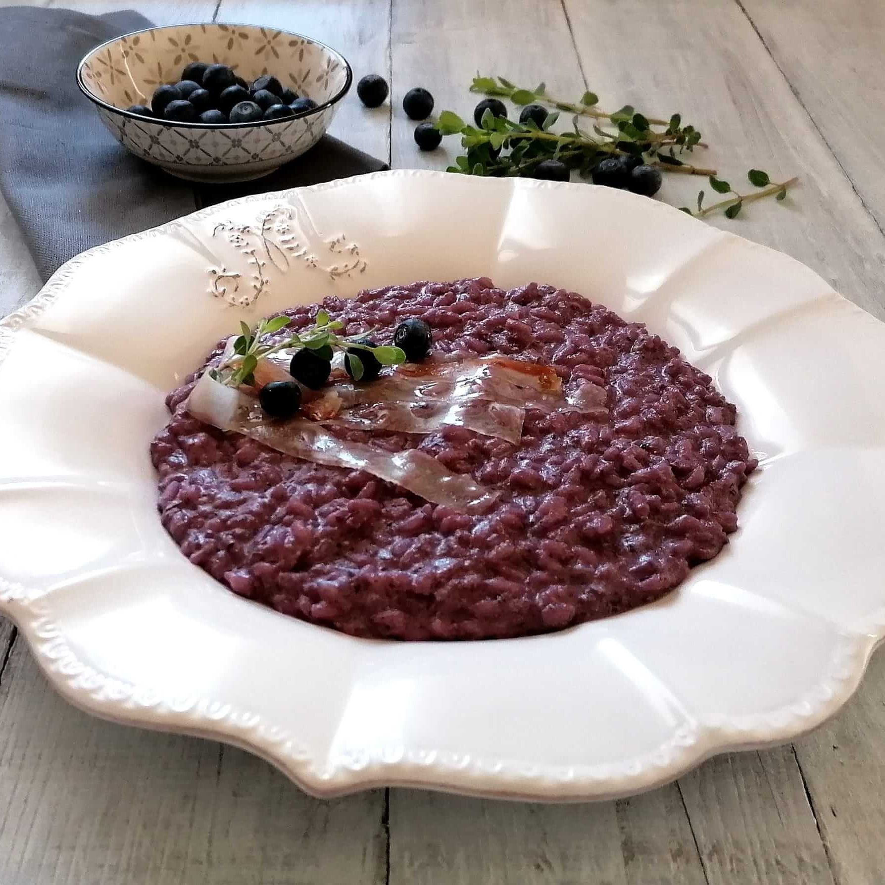 Risotto ai mirtilli e lardo di colonnata