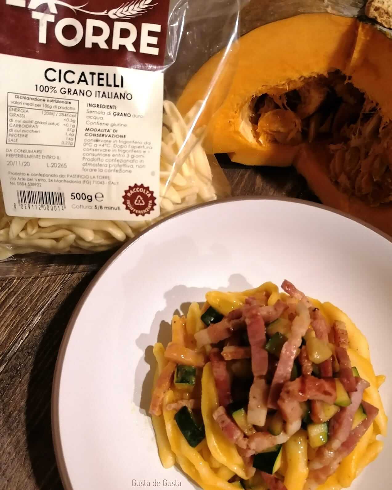 pasta zucca zucchine e pancetta